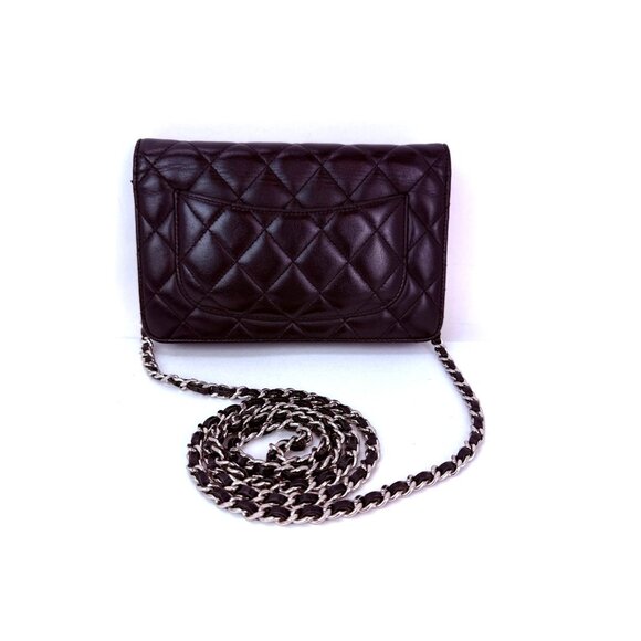 Chanel Black Quilted Smooth Lambskin Wallet on a Chain Clutch Bag - Picture 2 of 14